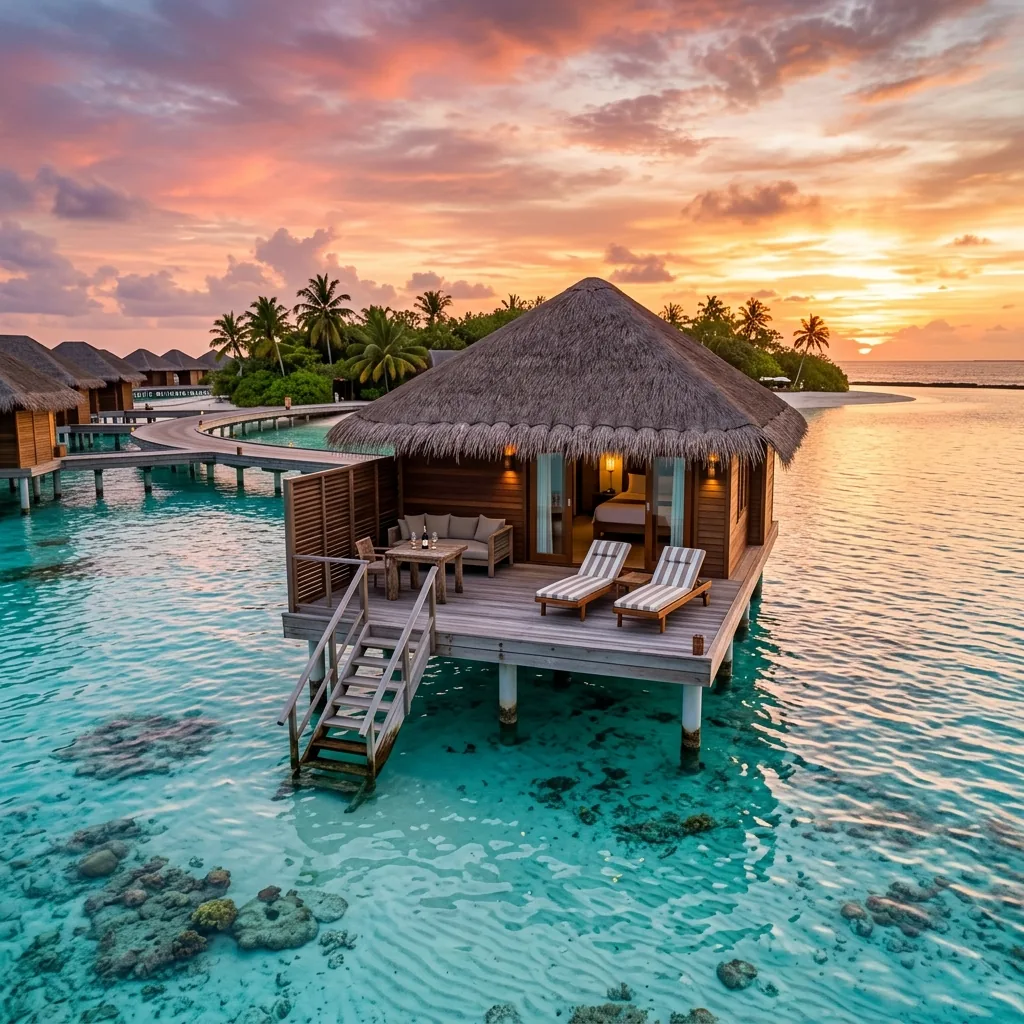 Maldives overwater villa turquoise lagoon package